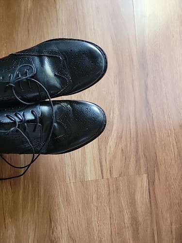 Scarpe scuola Brogue Marks & Spencer da ragazzo nere in pelle taglia 8-13 UK 5 T72 - Foto 3 di 9