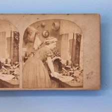 Victorian Humour Stereoview 3D C1865 Real Photo Cupboard Love Maid At Work