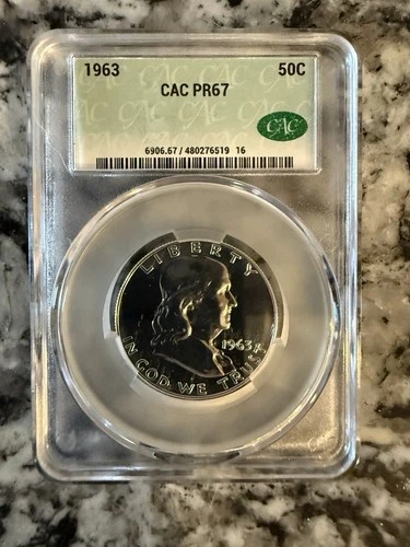 1963 Franklin Half Dollar Proof CAC PR67 90% Silver