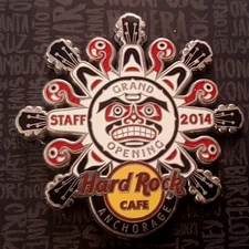 ANCHORAGE *GRAND OPENING STAFF* 7 GUITAR HEAD TRIBAL 2014 Hard Rock Cafe PIN LE