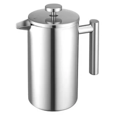 Uimoso 34 oz/1L Coffee Press for French-Style Brewing, Silver Stainless Steel
