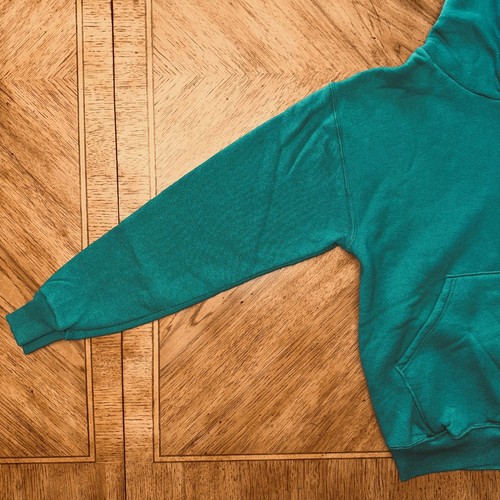 Vintage Russell Athletic Hoodie Youth Medium Green Fleece Pullover Made in USA - Picture 4 of 12