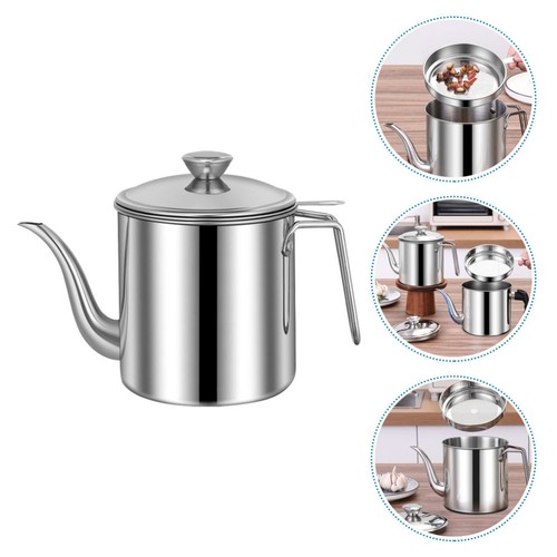 Olla de aceite filtro escoria recipiente de almacenamiento con colador cocina usada - Imagen 9 de 12