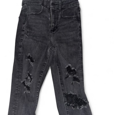 American Eagle Outfitters Stretch Distressed Black Denim Jeans Women