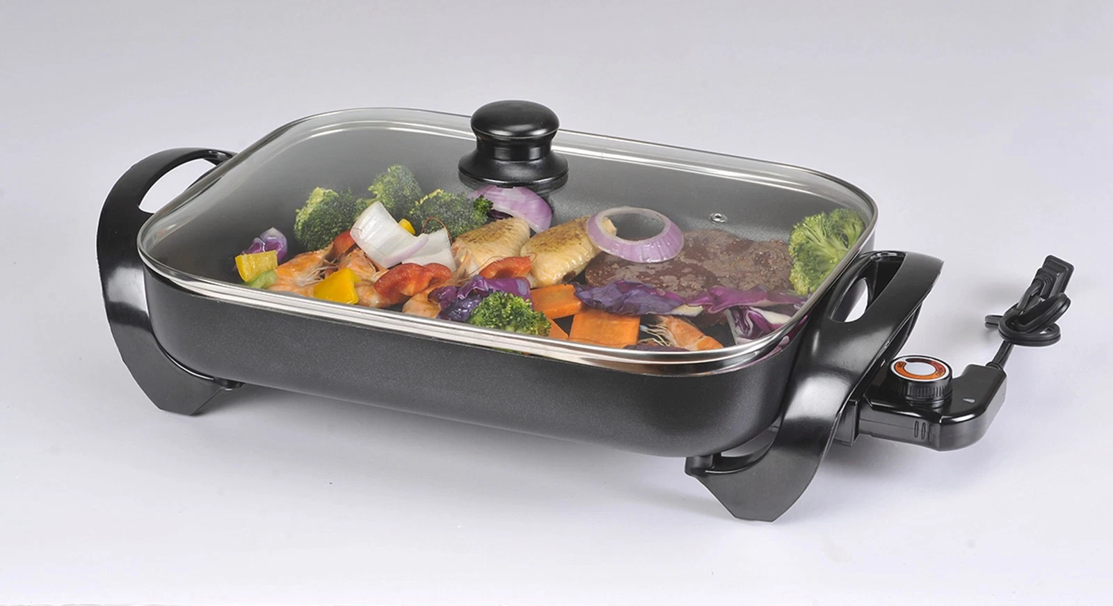 Maxim 1800W Non-Stick Electric Banquet Fry Pan+Tempered Glass Lid-MBF1800