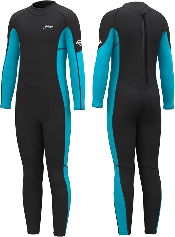 Traje de neopreno Hevto para niños 3/2 mm para jóvenes niños niñas traje de natación surf buceo cuerpo completo Foto 2 de 4