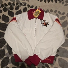 Stall & Dean Devils White Embroidered Varsity Jacket Size Large