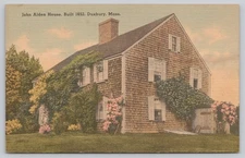 Vintage Linen Postcard John Alden House 1653 Duxbury Massachusetts