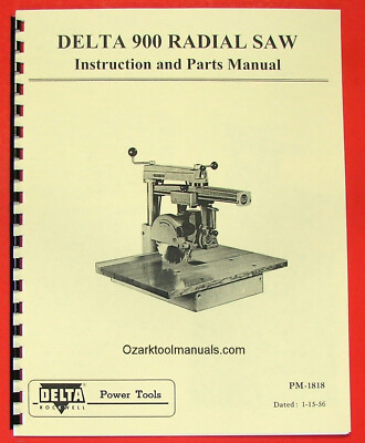 #ad DELTA Rockwell Super 900 9quot; Radial Arm Saw Owner Instructions amp; Part Manual 0235 $20.00