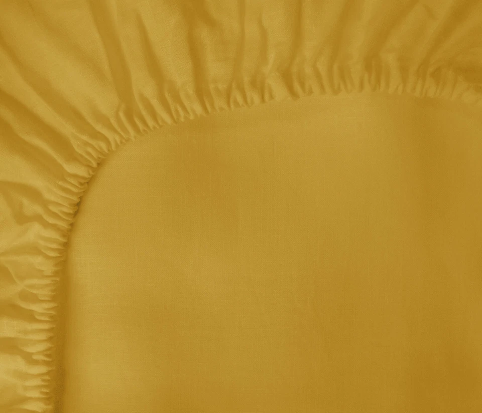 LEINENSHOP24 Linen fitted sheet corn yellow 100% eco linen 90x200 new + original packaging