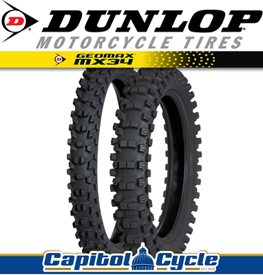 DUNLOP GEOMAX MX34 TIRE SET 80/100-21 + 110/90-19 DIRT BIKE MX SET
