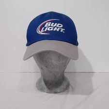 Bud Light Blue Gray Baseball Hat Adjustable Snapback Cap 100% Cotton