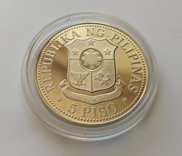 フィリピン　1975年5ペソヴィンテージコイン　Collector’s Item フィリピン 5ペソ 硬貨 1975年 マルコス 記念硬貨 - メルカリ