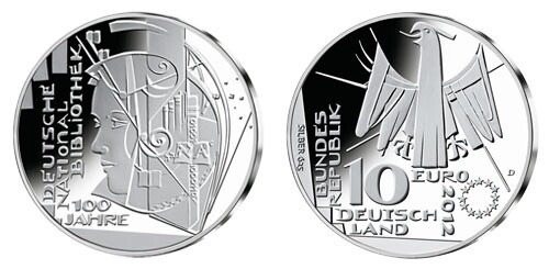 Alemania 10 euros 2012 "Biblioteca" Plata UNC Plata (KM # 311a) - Imagen 1 de 1