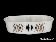 MCM Atomic Federal Milk Glass Utility Dish Loaf Pan Casserole Roaster 