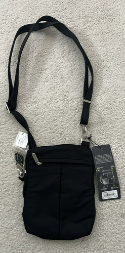 Travelon Black Multi Pocket Crossbody Shoulder Bag Anti Theft Light Slim RFID - Picture 2 of 9