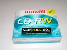 Maxell CD-RW 3 Pack 700 MB 80 minutes BRAND NEW