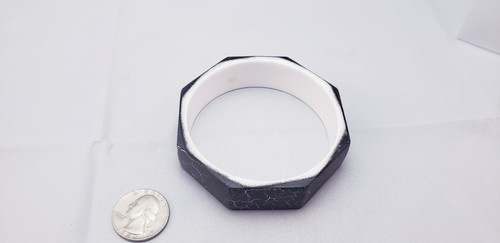 Metallic Painted Dark Silver Crackle Modern Stylish Bangle Bracelet - Picture 9 of 9
