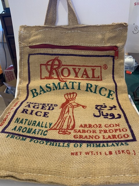 #. Royal Basmati Rice Bag Sack Handled Zippered Tote ...