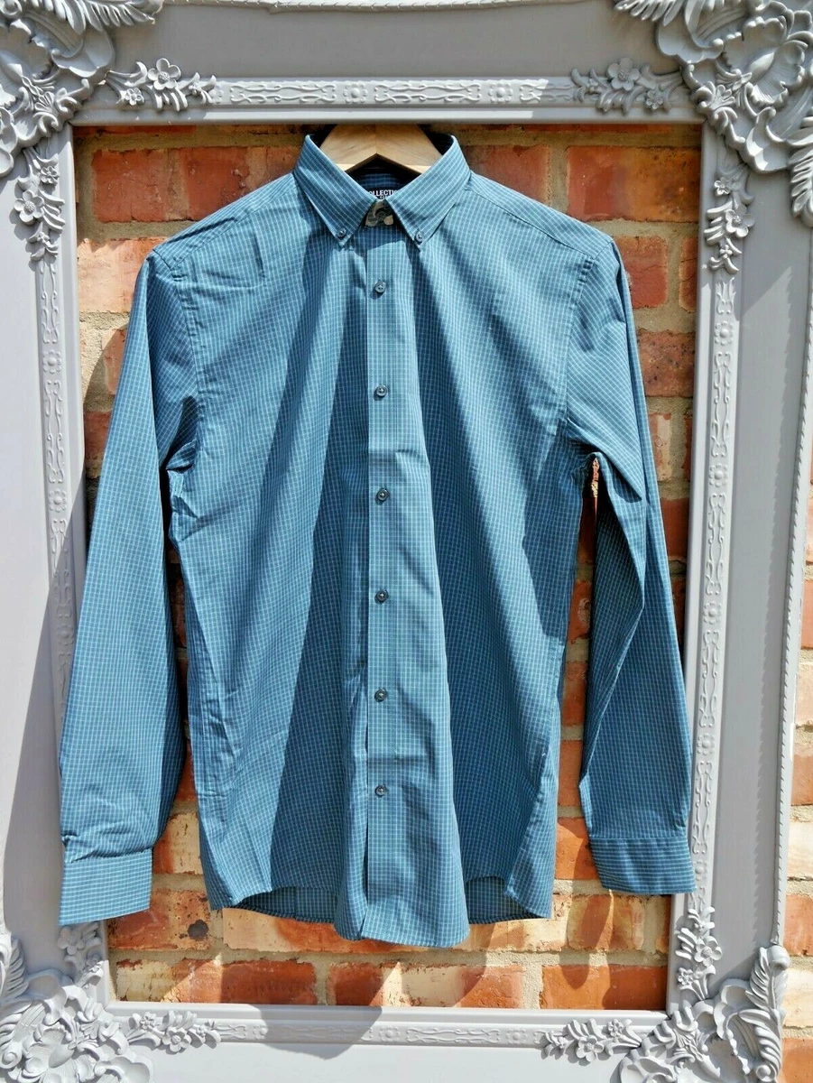 Bnwt new Debenhams Collection dark turquoise green checked shirt size 15