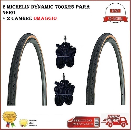 Michelin 2 Copertoncini 700x25 Dynamic Classic Bici Corsa Nero Para 25-622  Gomme | eBay
