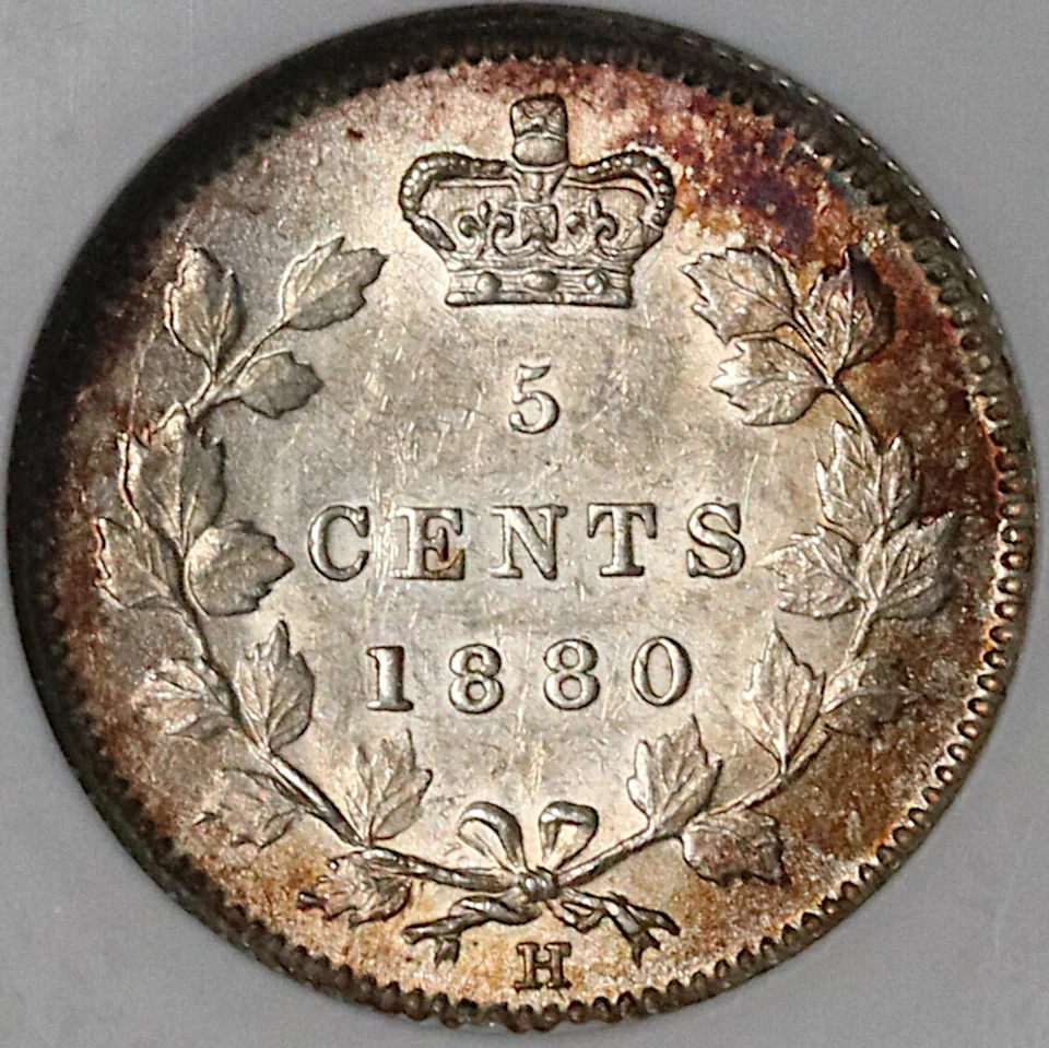 1880-H NGC AU 55 Canada Victoria 5 Cents Heaton Sterling Silver Coin (21111801C) - Image 4 of 4