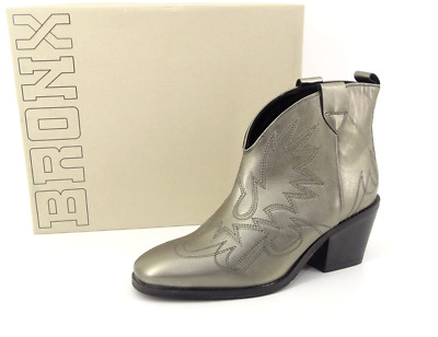 BRONX LA-TITUDE Biker- Cowboy Ankle Boot Stiefelette Stiefel Damen Leder Gr. 39