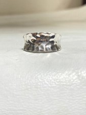 Hammered ring wide Band sterling silver women girls