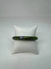Cloisonné Blue And Green And Gold Designed Enamel Stackable Bangle 