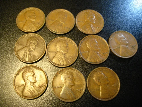 10 Pieces 1927-D VF/XF Lincoln Head Cents You Get 10 Coins