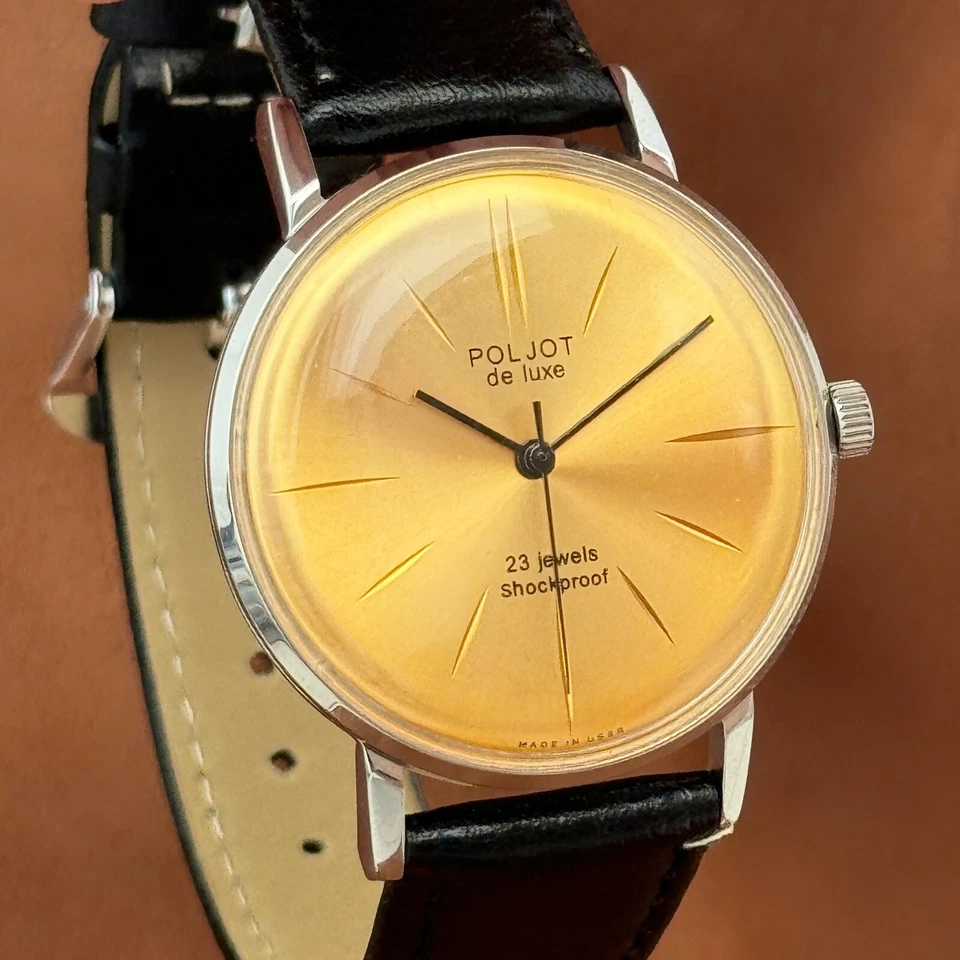 Reloj Pulsera Vintage NOS Poljot De LUXE Ultra Delgado 23 Joyas 2209 Soviético Foto 2 de 4