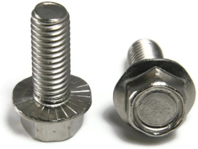 Stainless Steel Hex Cap Serrated Flange Bolt FT UNC #10-24 x 1'', Qty 25