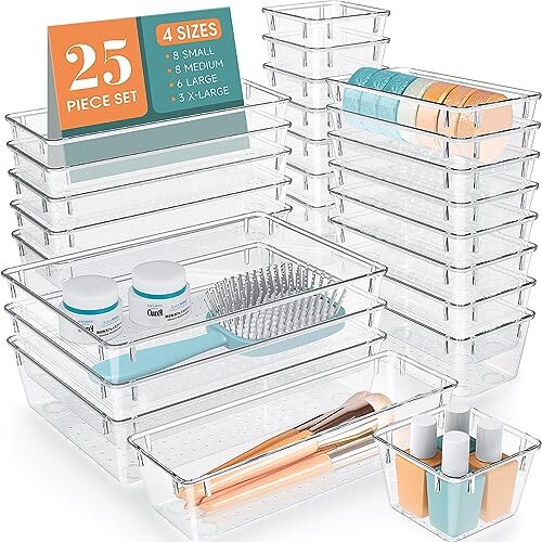 25 PCS Drawer Organizer Set, 4 Varied Size Bathroom and kitchen Drawer cabinet - Picture 2 of 7