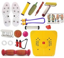 Acupressure Wooden Foot Roller Sujok Therapy Kit Bio Magnetic Massager