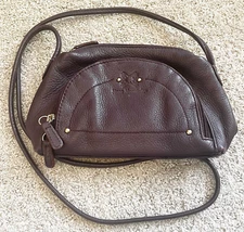 Stone Mountain Plum Purple Leather Crossbody Handbag Organizer Travel Pockets