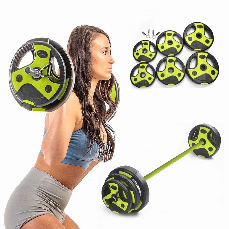 20kg Aerobic Pump Barbell Weights Set Home Gym Fitness Tri Grip