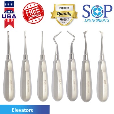 7 X Dental Oral Surgery Root Elevators Tooth Extraction Surgical Instruments Set