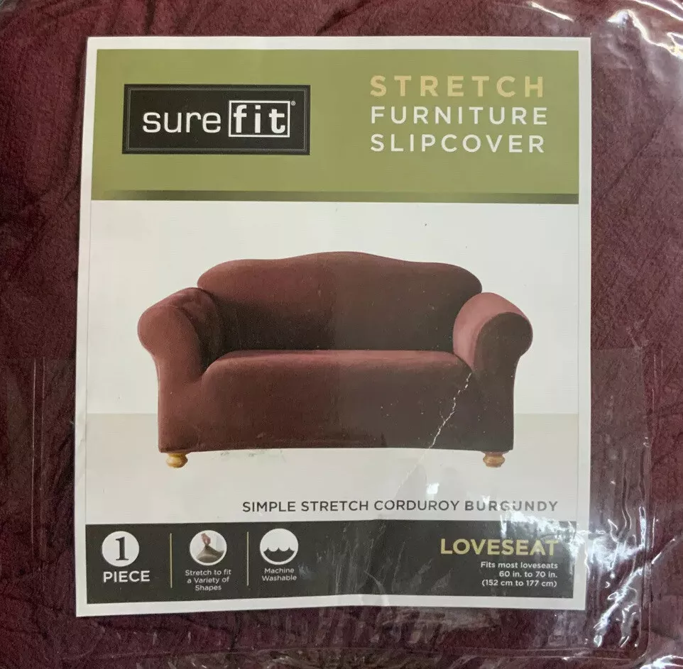 Surefit Slipcover Simple Stretch Corduroy Burgundy LOVESEAT