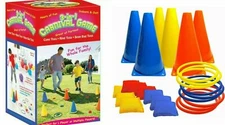 Kids Bean Bag  Ring Toss Cone Toss Multiple Family Game indoor outdoor cornhole