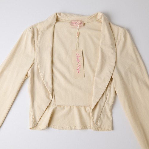 Belle Poque Bolero Jacket Womens Medium Beige Cropped Balletcore Twee Retro Soft - Picture 6 of 10