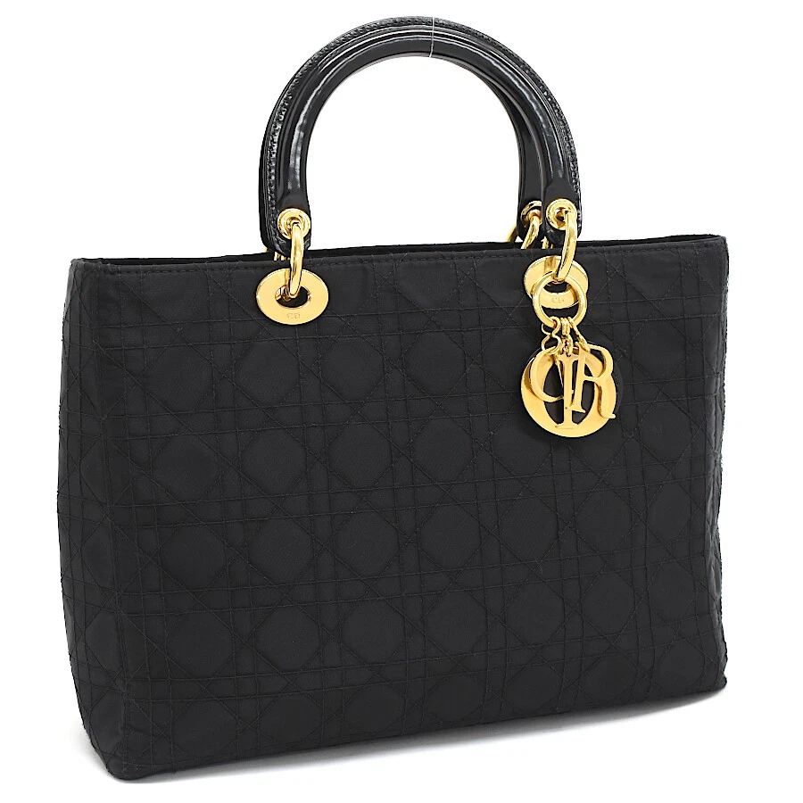 Authentique sac à main fourre tout Dior LADY DIOR cannage nylon noir b24 T00N