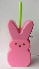 Target Bullseye Playground Easter PEEPS Bunny Rabbit Tumbler Kids Cup Straw Pink