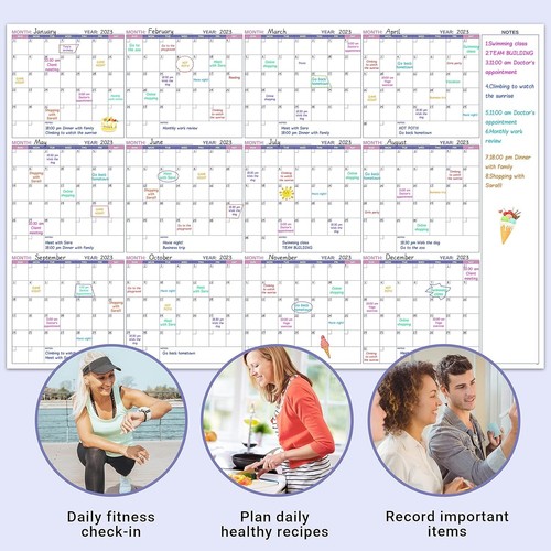 Large Dry Erase Calendar for Wall – Undated Yearly Wall Calendar Dry Erase, 37" - Picture 7 of 9