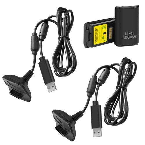 2x Rechargeable Battery Pack Charger Cable Dock For Xbox 360 Wireless Controller - Picture 3 of 12