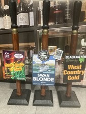 Dummy beer pump X 3 pub home bar mancave real ale genuine badges Brewery New