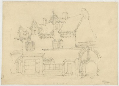 Friedrich Wilhelm Fairholt antike Zeichnung Dijon Frankreich Architekturstudie
