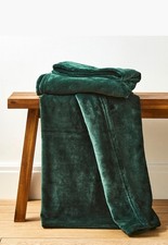 Soft Touch Plush Fleece Throw Blanket Forest Green 150 x 200cm (Large Size)