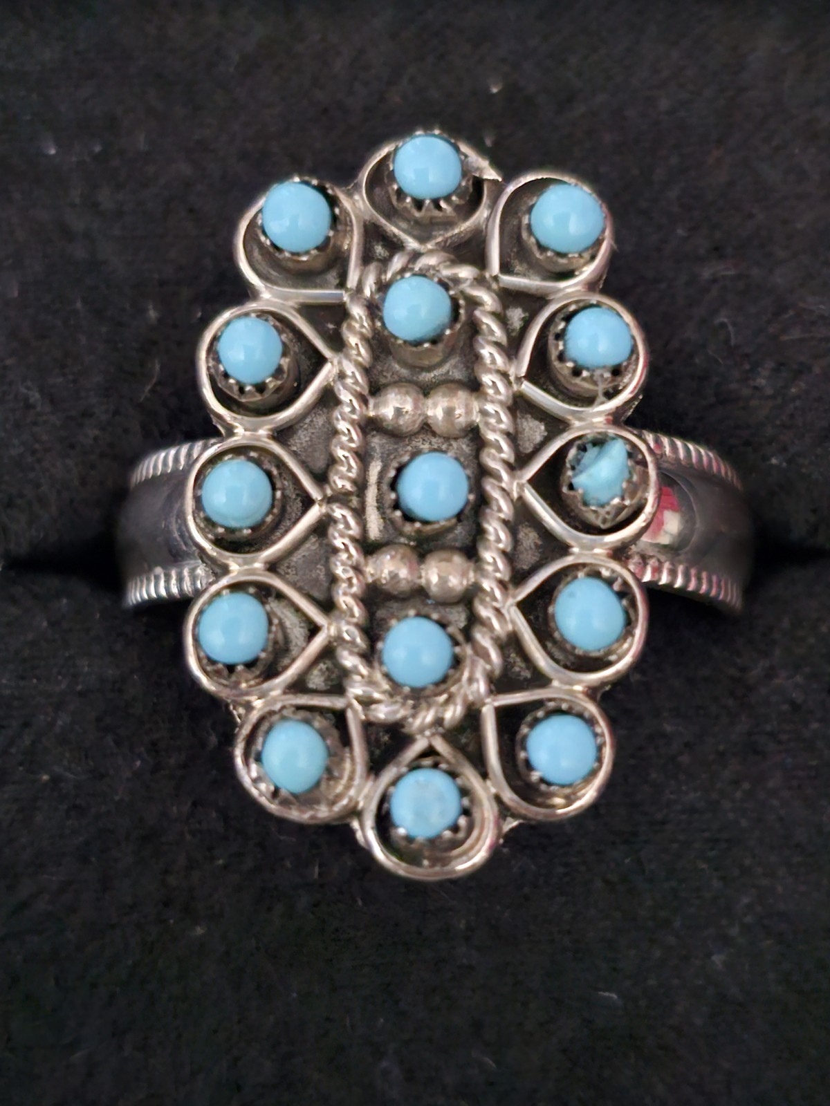 Sterling Silver Zuni Turquoise Silver Ring (Vinta… - image 1