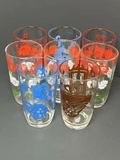 Lot Of 8 Kraft Cheese Swanky Swigs Juice Glasses Different Patterns 