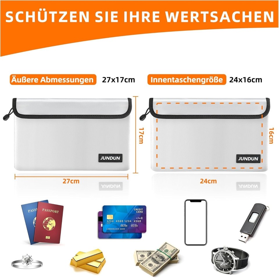 Noiposi Feuerfeste Dokumententasche - 12-lagig Bis 6400°F Mit Schloss